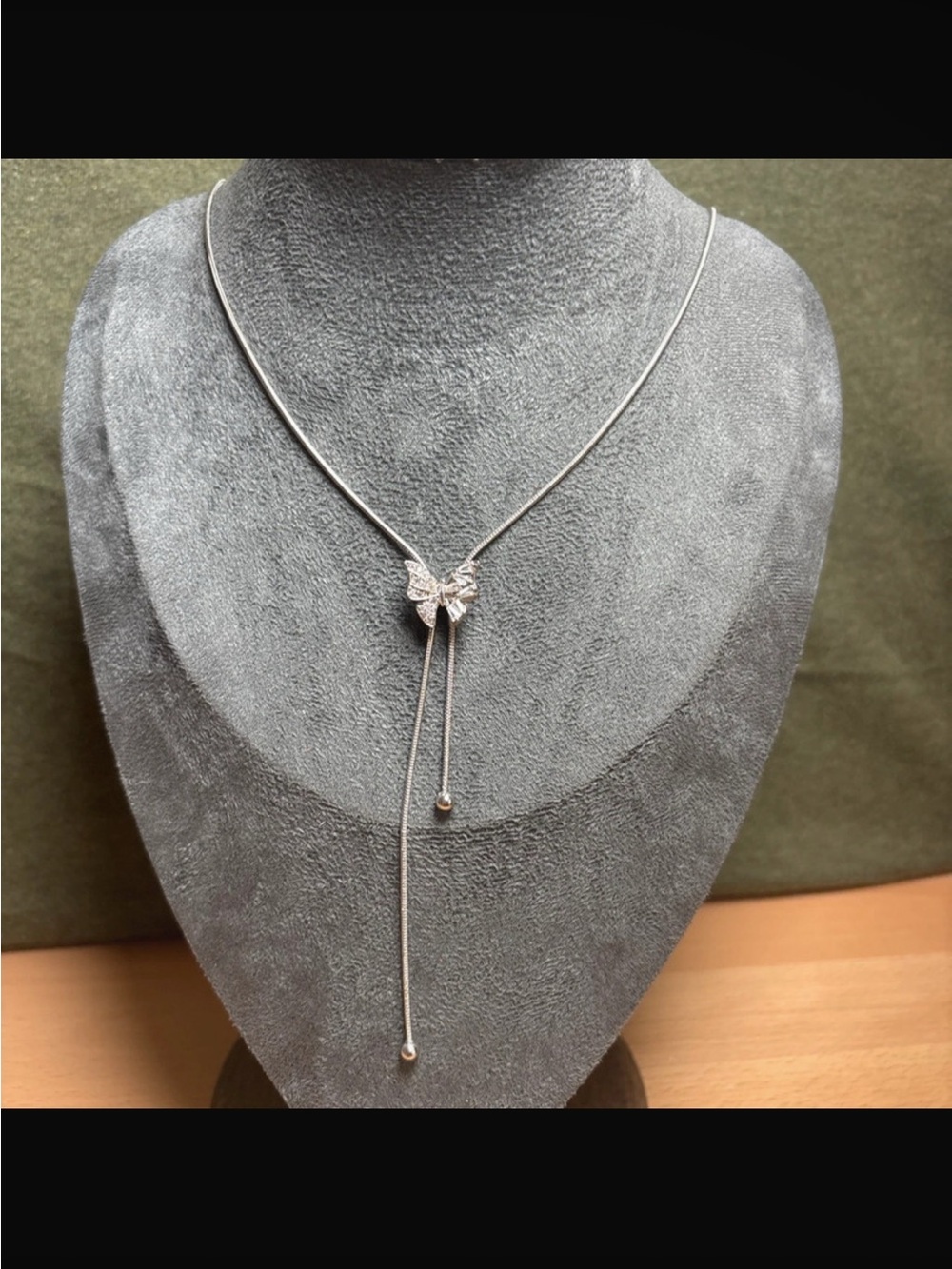 Elegant Silver Butterfly Lariat Necklace - Women's Jewelry